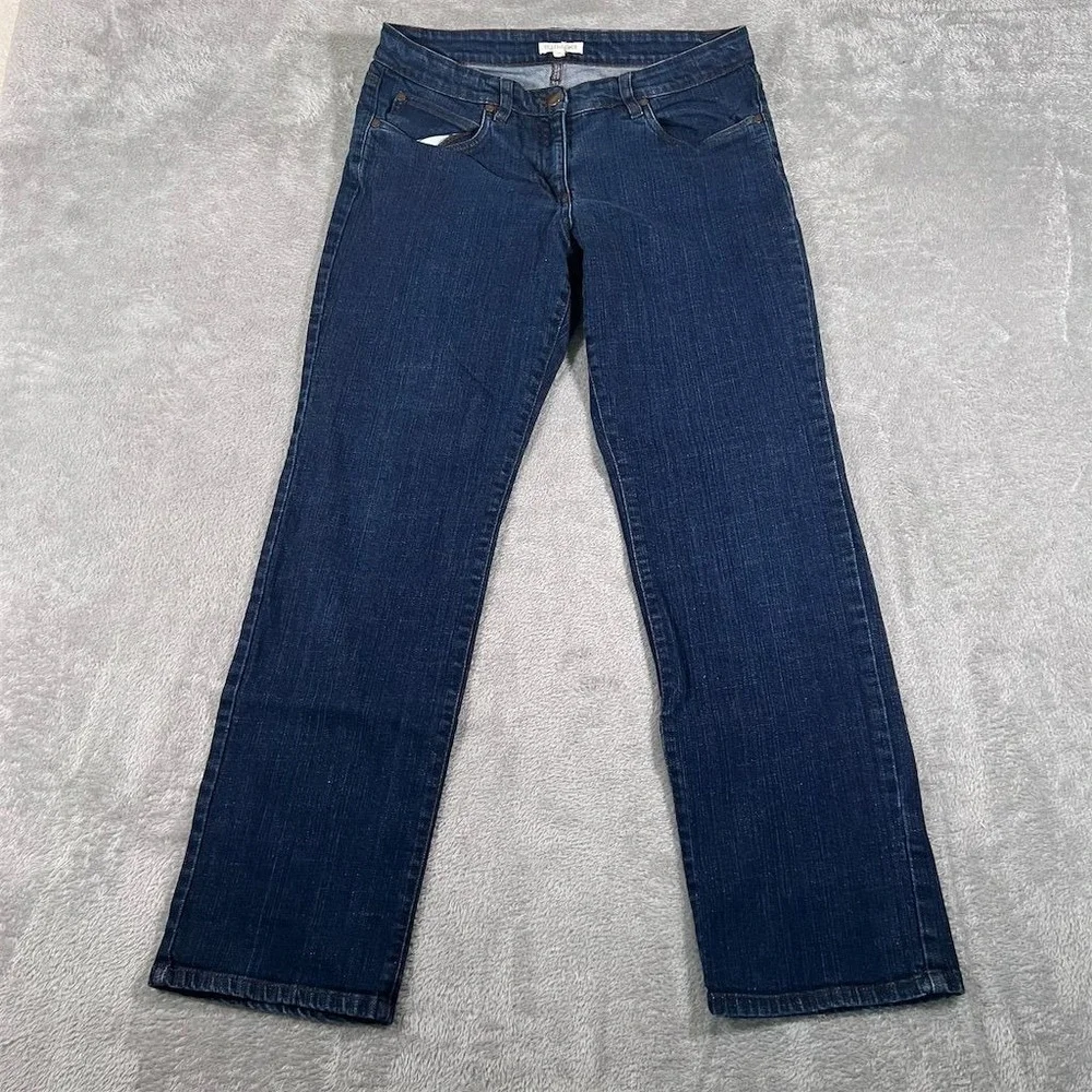 Eileen Fisher Bootcut Jeans‎ Women's 10P Blue Dark Wash Mid Rise 5-Pocket